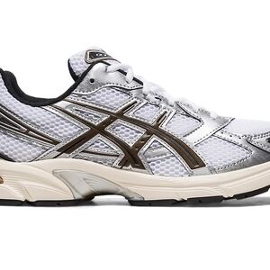 Asics White Silver Brown Athletic Mesh Sneakers
